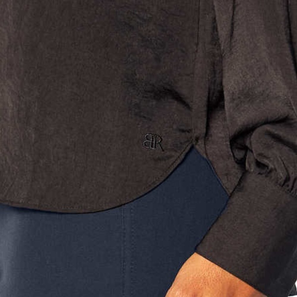 NWT! Banana Republic Women's Black Satin Long Sleeve Blouse - Size XL - Picture 10 of 15